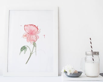 Affiche pivoine / illustration fleur / Aquarelle / Reproduction / style minimaliste / Cynthia Paquette