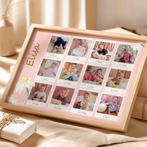 Descarga de póster digital del primer año del bebé / Collage de fotos de 12 meses / Calendario del primer cumpleaños / Fiesta de margaritas del primer año