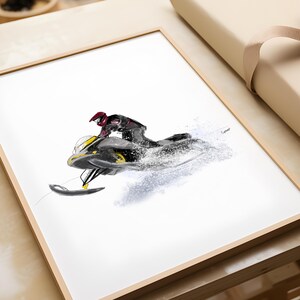 Watercolor Snowmobile Print | Winter Sports Wall Art | Kids & Home Decor | Snow Landscape Poster | Printable Illustration |  Adventure, snow