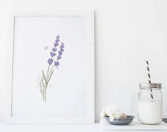 Lavender print / Lavender illustration / Flowers / watercolor / reproduction / minimalist style / Cynthia Paquette