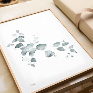 Watercolor eucalyptus branch print | minimalist botanical wall art | nursery & kids room decor | Printable digital download