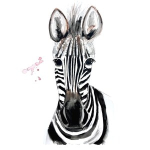 Zebra poster / animal / savanna / Africa / watercolor / handmade / made in Quebec / art / minimalist style / Cynthia Paquette image 2