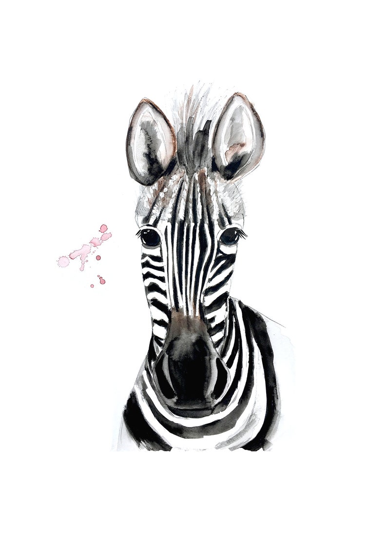 Zebra poster / animal / savanna / Africa / watercolor / handmade / made in Quebec / art / minimalist style / Cynthia Paquette image 2