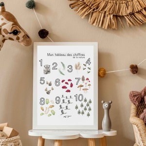 Educational print, nature poster numbers chart image 3