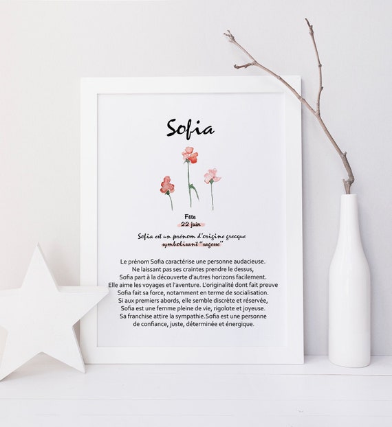 First Name Meaning Poster Flower Minimalist Style Etsy