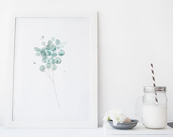 Eucalyptus print / botanical watercolor / reproduction / minimalist style / Cynthia Paquette