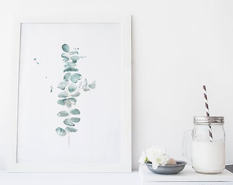 Eucalyptus print / botanical watercolor / reproduction / minimalist style / Cynthia Paquette