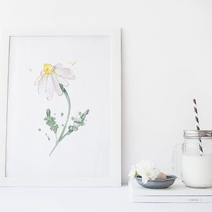 Affiche marguerite aquarelle | Illustration florale douce pour chambre enfant et déco murale inspirée de la nature