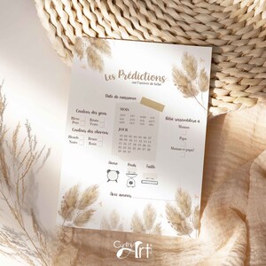 Pampas neutral baby shower prediction cards / pregnancy and birth stationery in French / baby shower / baby shower games