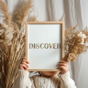 Affiche "Discover" avec carte du monde ancienne | Déco chambre bébé ou enfant thème exploration | Illustration imprimée vintage