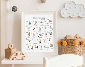 ABC print, children's alphabet animals print, worldwide animals