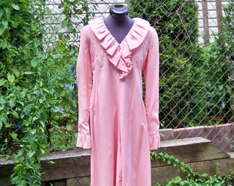 Vintage 1970s Mod Light Pink Jumpsuit Evening Gown Maxi Retro Custom made