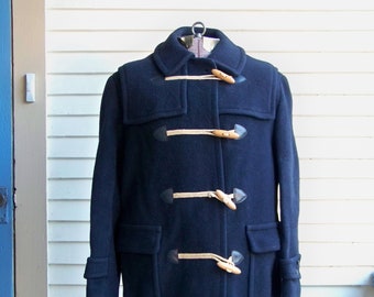 ジャケット・アウター 1950's Vintage  Navy Duffle Coat 1970s Black Heavy Wool Duffle Coat Knee-length Vintage