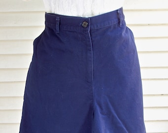 1980s Navy Ralph Lauren High-Waisted Shorts Vintage Grunge Retro