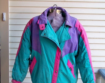 1980s Turquesa Lavanda & Rosa Ligero IZZI Chaqueta Vintage Envejecido Desvanecido