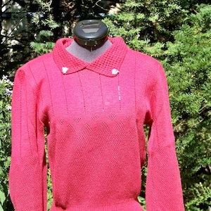 Vintage 1970s Dark Raspberry Knit Sweater Retro