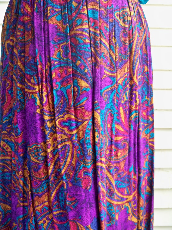 1990s Purple Paisley Print Skirt Summer 100% Rayo… - image 4