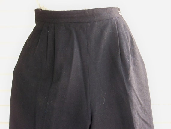 1980s Black Medium Weight Wool Blend Pleated Fron… - image 3