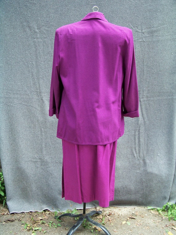 1980s Mauve Blazer & Skirt 2 Piece Suit Silk Vint… - image 3
