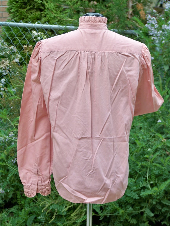 1970s Dusty Rose Victorian-Style Blouse with Tuck… - image 2