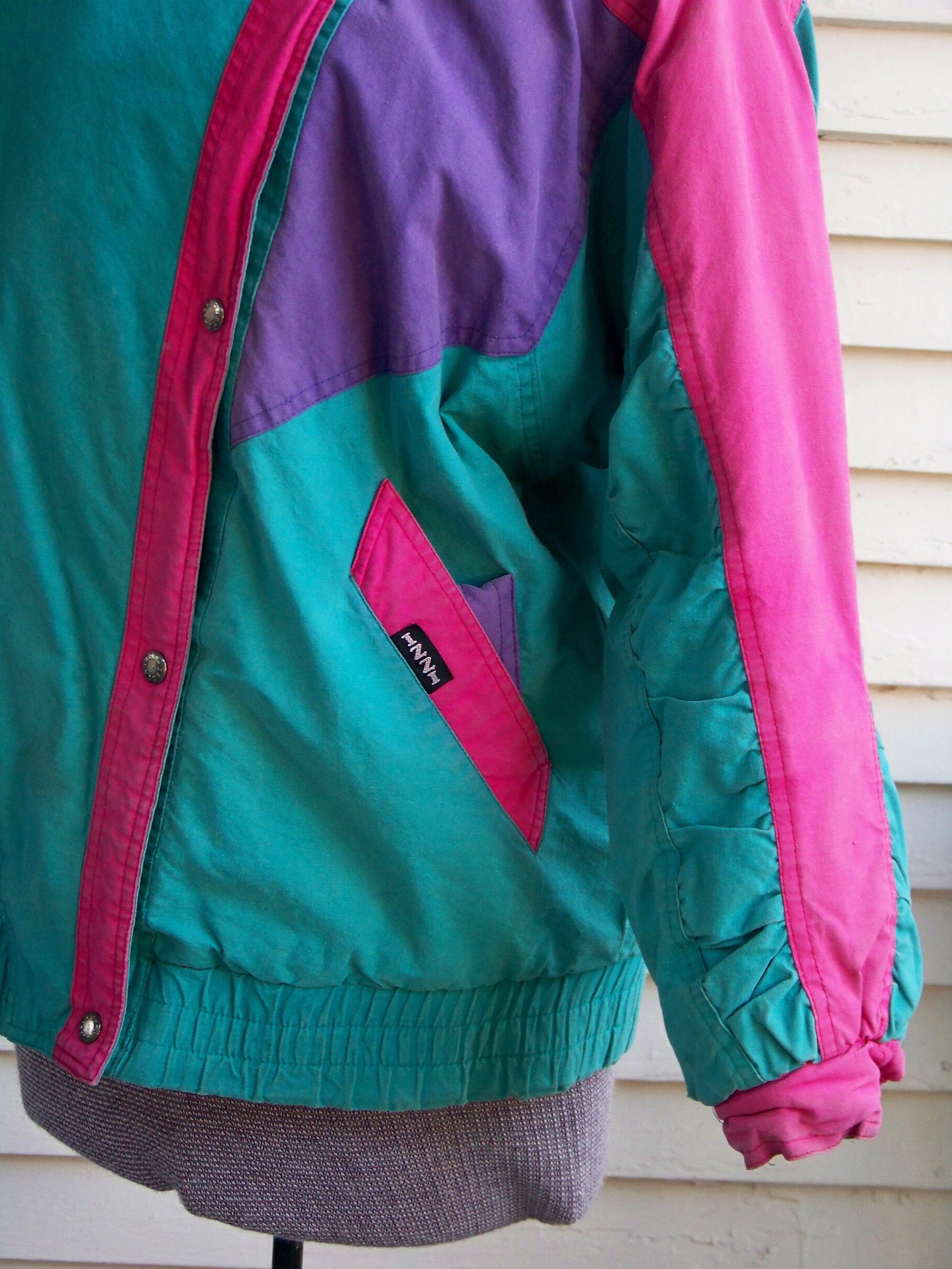1980s Turquoise Lavender & Rose Light Weight IZZI Jacket