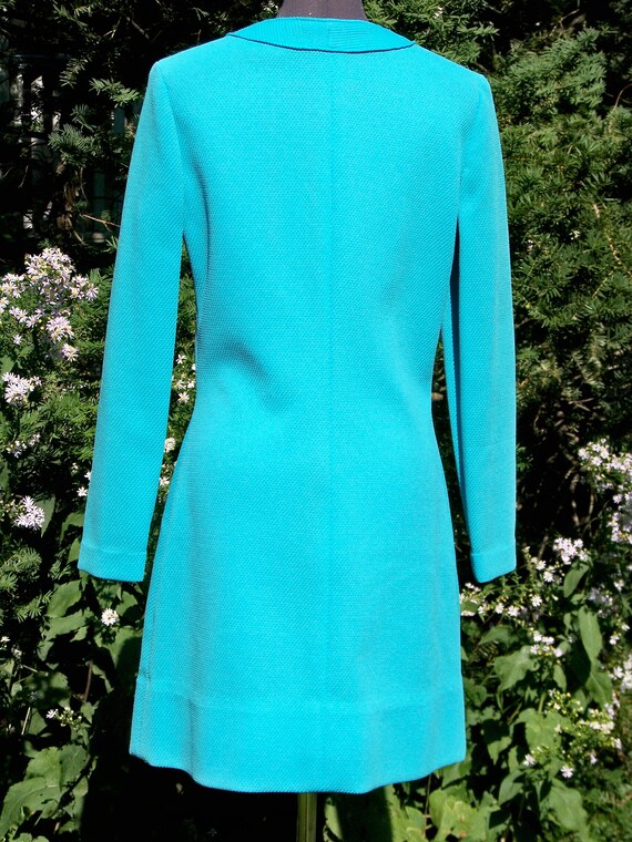 Vintage 1970s Light Turquoise Double-Knit Coat Dr… - image 4