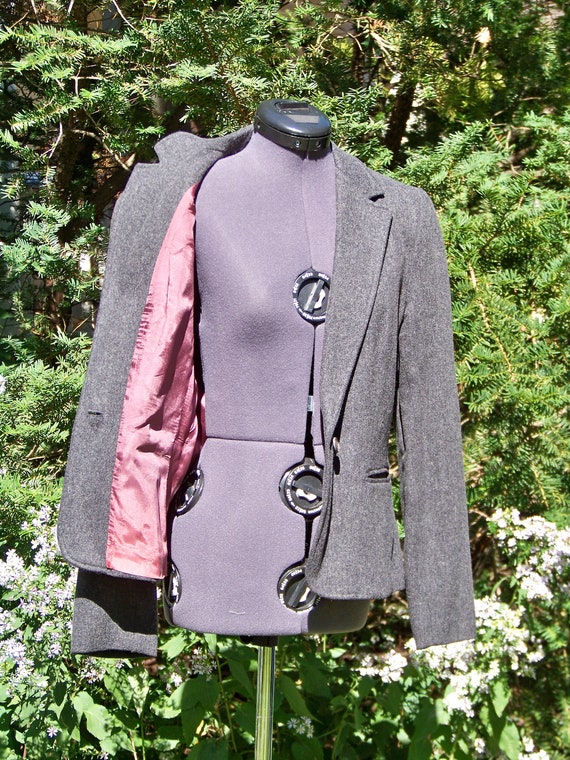 1990s Dark Charcoal Grey Tailored Heavy Wool Blen… - image 4