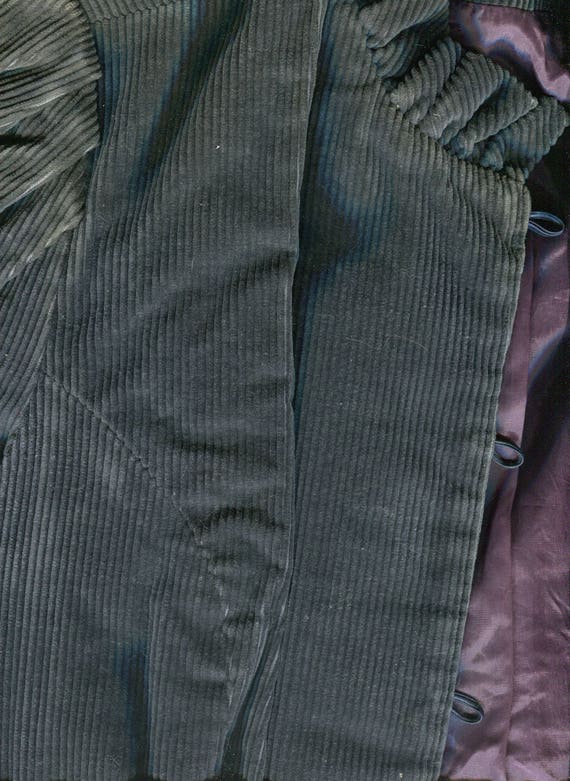 Vintage 1970s Dark Grey Short Cordoroy Jacket wit… - image 6