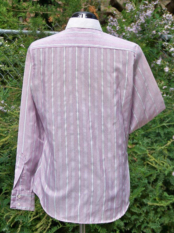 1970s White & Lavender Striped Blouse with White … - image 3