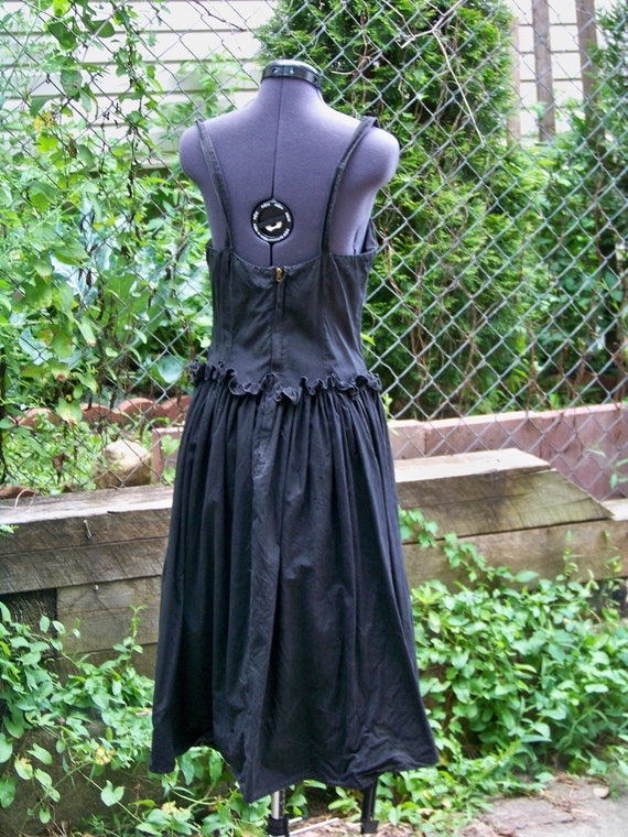 Vintage 1940s Black Cotton 2 Piece Sundress Retro - image 4