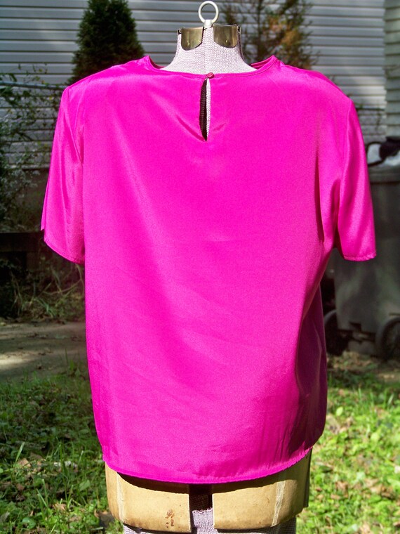 1980s Dark Magenta Silk-like Shell Vintage Retro - image 2