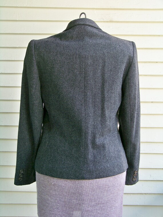 1990s Dark Charcoal Grey Tailored Heavy Wool Blen… - image 2