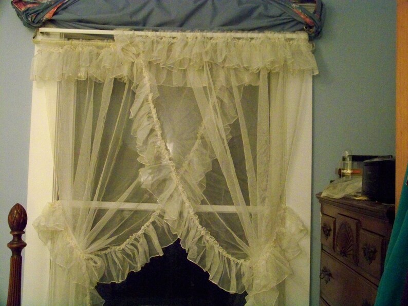 1950s Sheer White Criss Cross Priscilla Curtains Vintage Etsy
