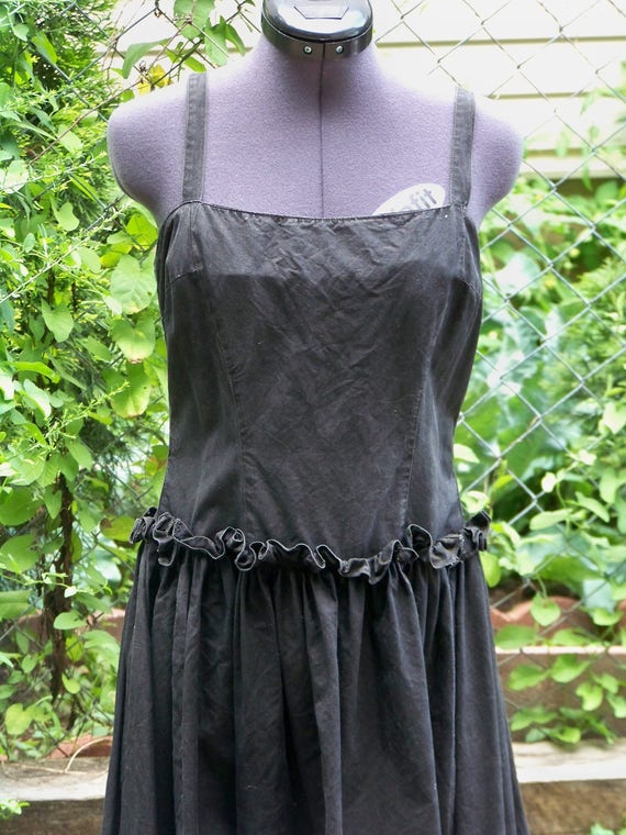 Vintage 1940s Black Cotton 2 Piece Sundress Retro - image 7