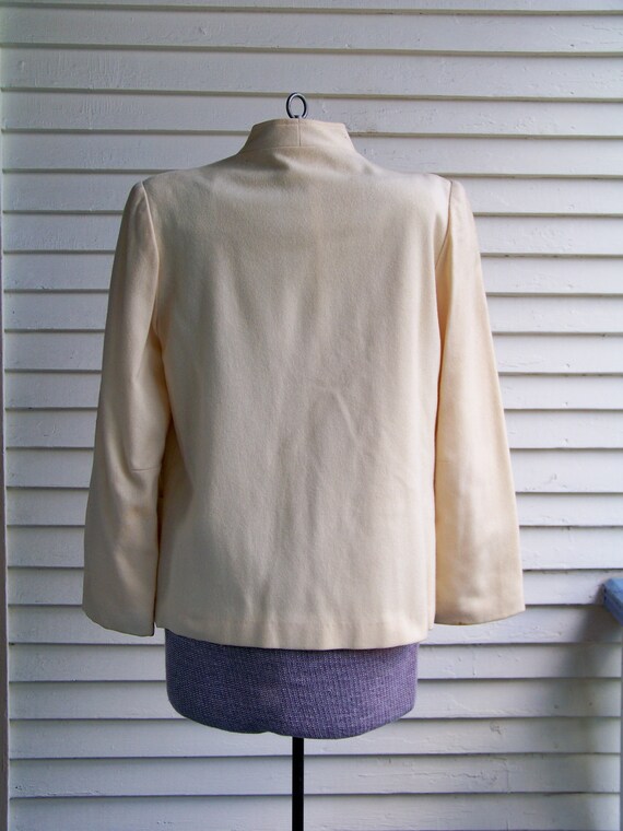 1970s Yellow Cream Wool Loose Jacket Vintage Blaz… - image 5