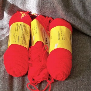 2 Skeins x 4 oz. (114 grams) Bright Red Herrschners Orlon Wintuck Vintage Yarn 1970s