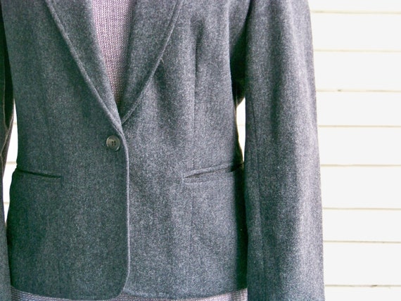 1990s Dark Charcoal Grey Tailored Heavy Wool Blen… - image 3