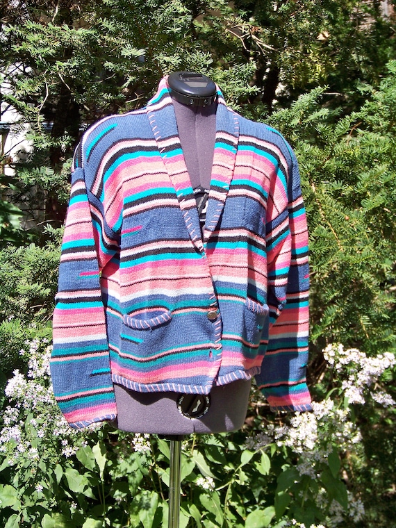 Vintage jaren 90 Oma Squares Vest Ramie Cotton Blend Maat Medium Kleding Dameskleding Sweaters Vesten 