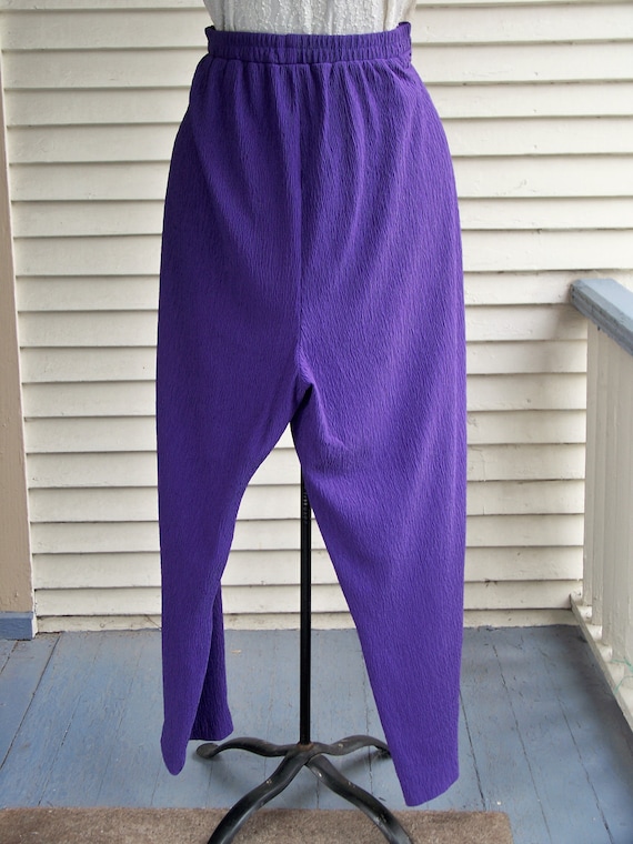 1980s Purple Crinkle Elastic High-Waisted Pants Vi