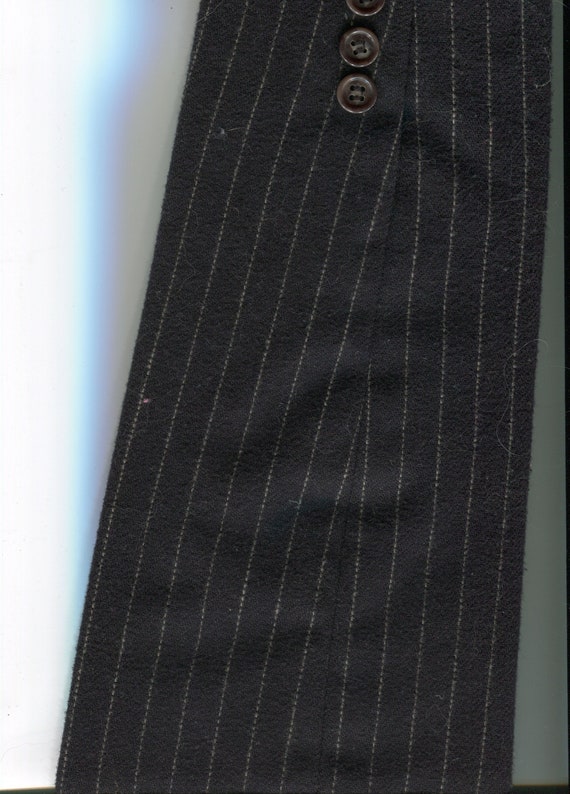 1990s Black Pinstripe Double Breasted Wool Blend … - image 4