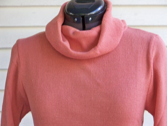 1970s Salmon Cowl Neck Sweater Acrylic Vintage Re… - image 2