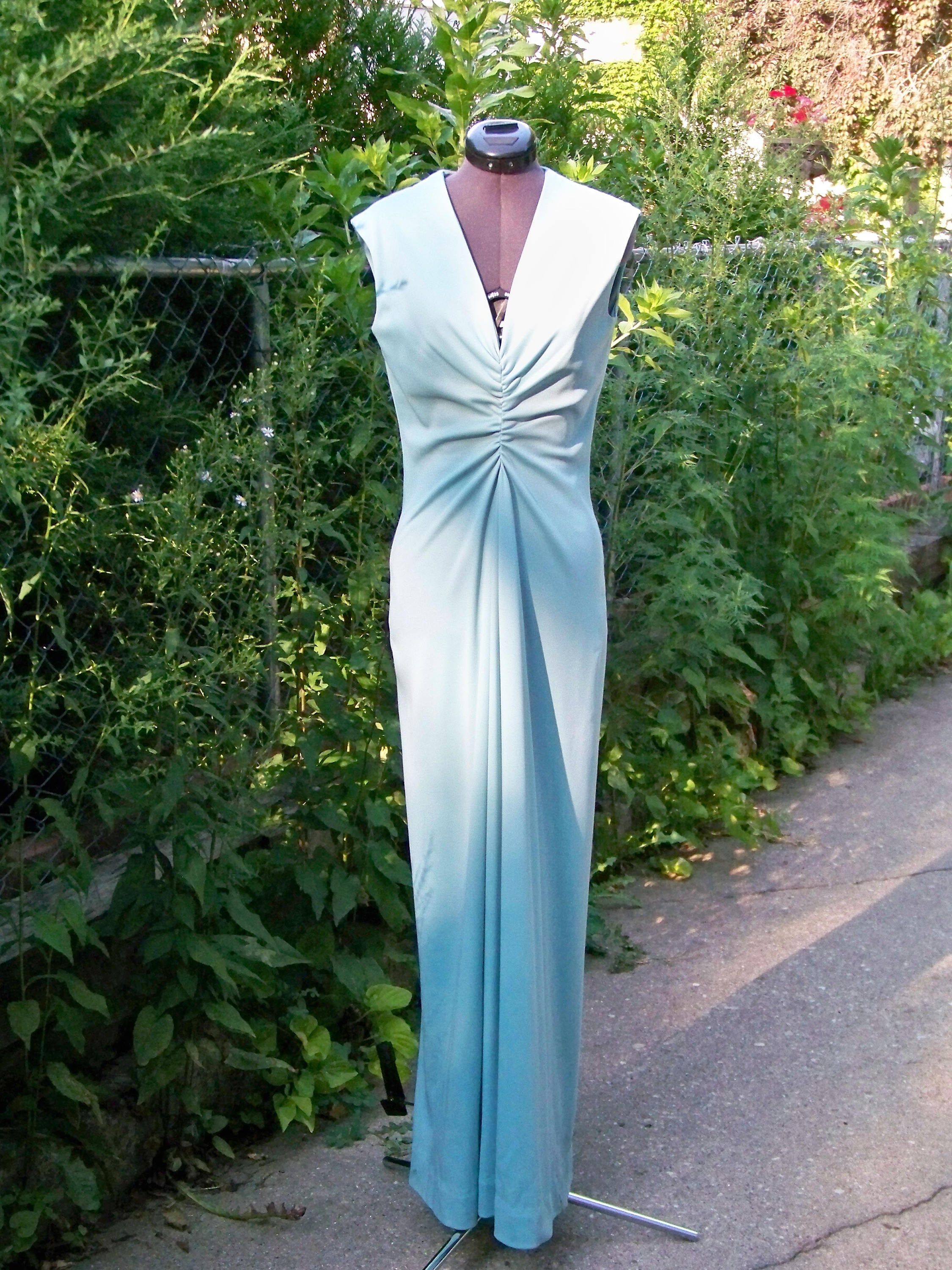 Vintage Turquoise Double Knit Gown