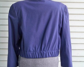 1980s Purple Wool Blend Short Bomber Jacket Vintage Blazer