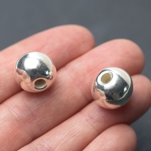 12mm Silver Ball Beads, Large Hole Silver Beads, Silver Sphere Beads, Fine Silver Plated Metalized Ceramic, Made in Europe