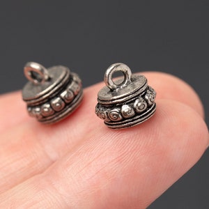 Silver Beaded Swirl Bead Caps, Snail Ornament End Caps, Antique Silver Textured Bead Caps, Made in the USA, 9mm