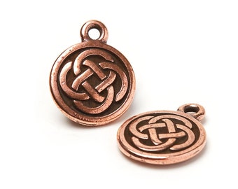 Celtic Knot Charm, Antique Copper Celtic Knot, Celtic Knot Drops, TierraCast Charm, Copper Plated Coin Charm, Made in the USA, 15mm – TB43C
