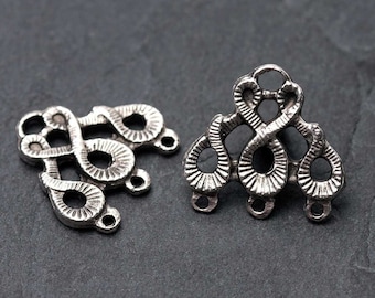Antique Silver 3 loop Chandelier Connectors, Earring Connectors, Charms, Rustic Silver Jewelry Findings, Mykonos Greek,  18mm – MK345
