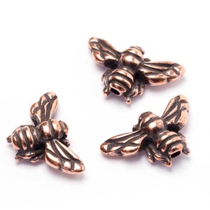 Copper Bumble Bee Beads, Tierracast Honey Bees, Antique Copper , Made in the USA, 15.75 mm – TB58AC