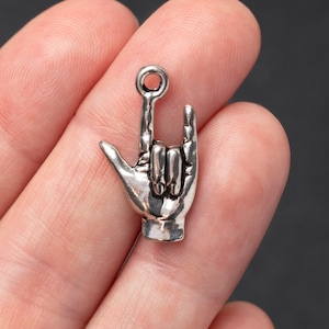 I Love You Hand Sign Charm, American Sign Language I Love You Charm, I Love You Hand Gesture, Made in the USA