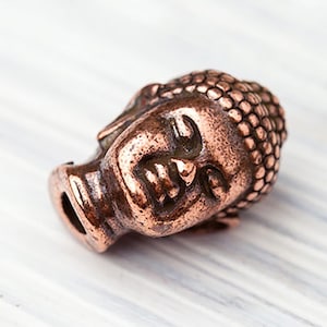 Kupferperlen schlafender Buddha, antikes Kupfer, kleine Buddha-Kopf-Perlen, Zen-Perlen, hergestellt in den USA, 14 x 10 mm - TB21